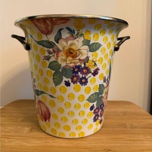 MacKenzie Childs - RARE “Buttercup” Floral Yellow Polka Dot Ice Bucket - Vintage